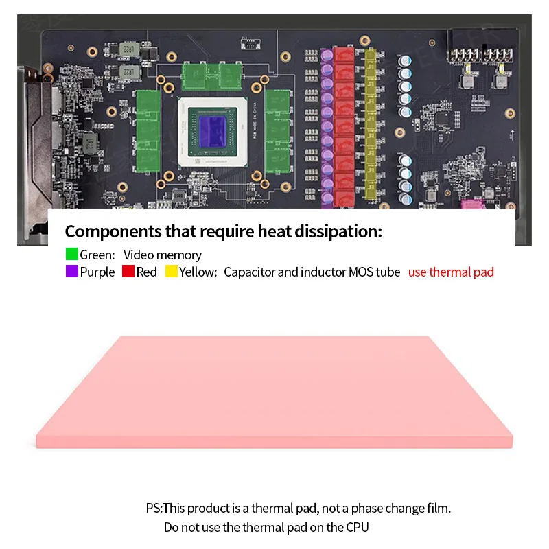 Teucer HP600 15.8W/mk Heatsink Cooling Conductive Thermal Silicone Grease Pad Ram CPU GPU Graphics Card Water Cooling 100x100mm