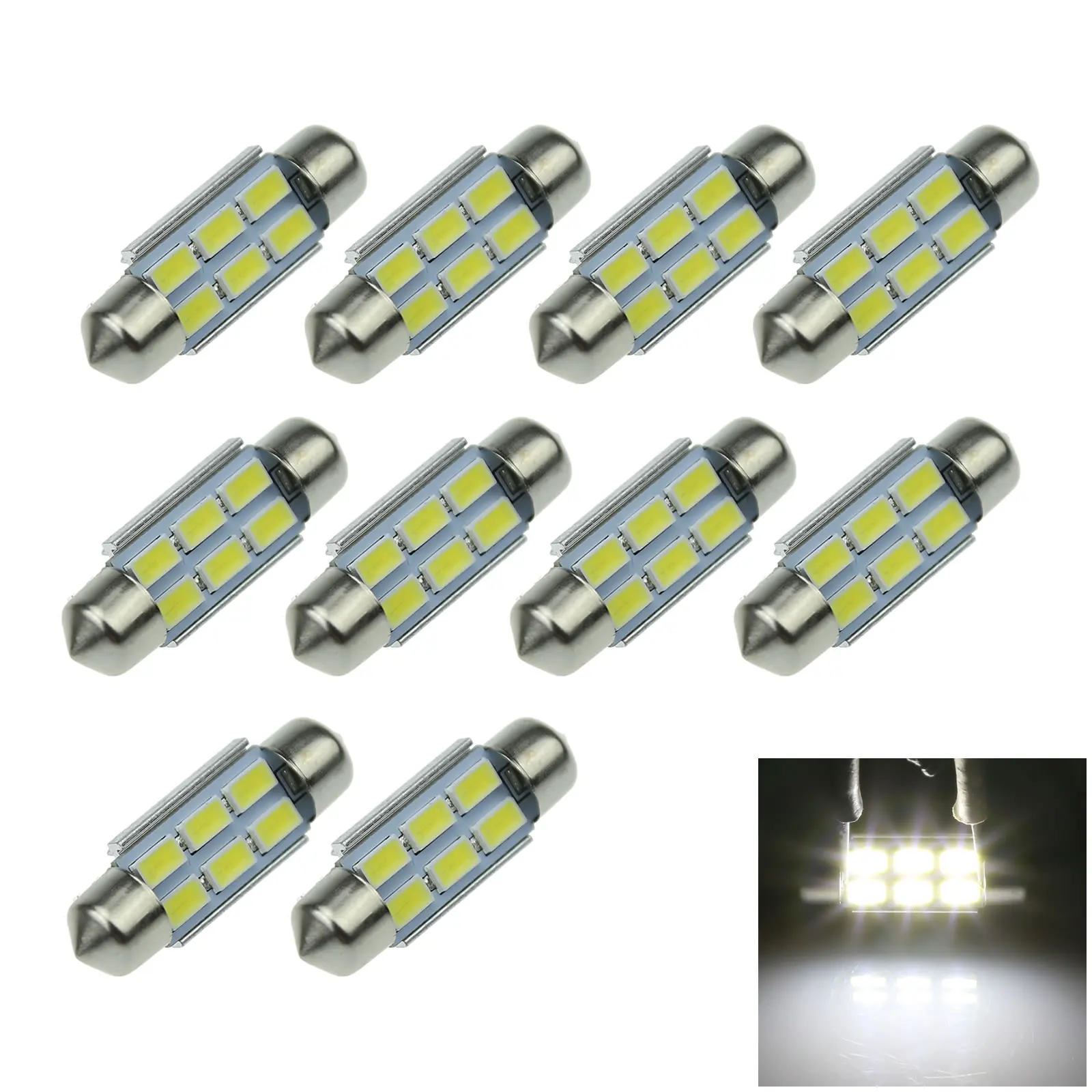 

10x белая автомобильная светодиодная лампа 36 мм, внутренняя лампа, безотказная CAN-шина, 6 излучателей, 5630 SMD, фотосессия 6451