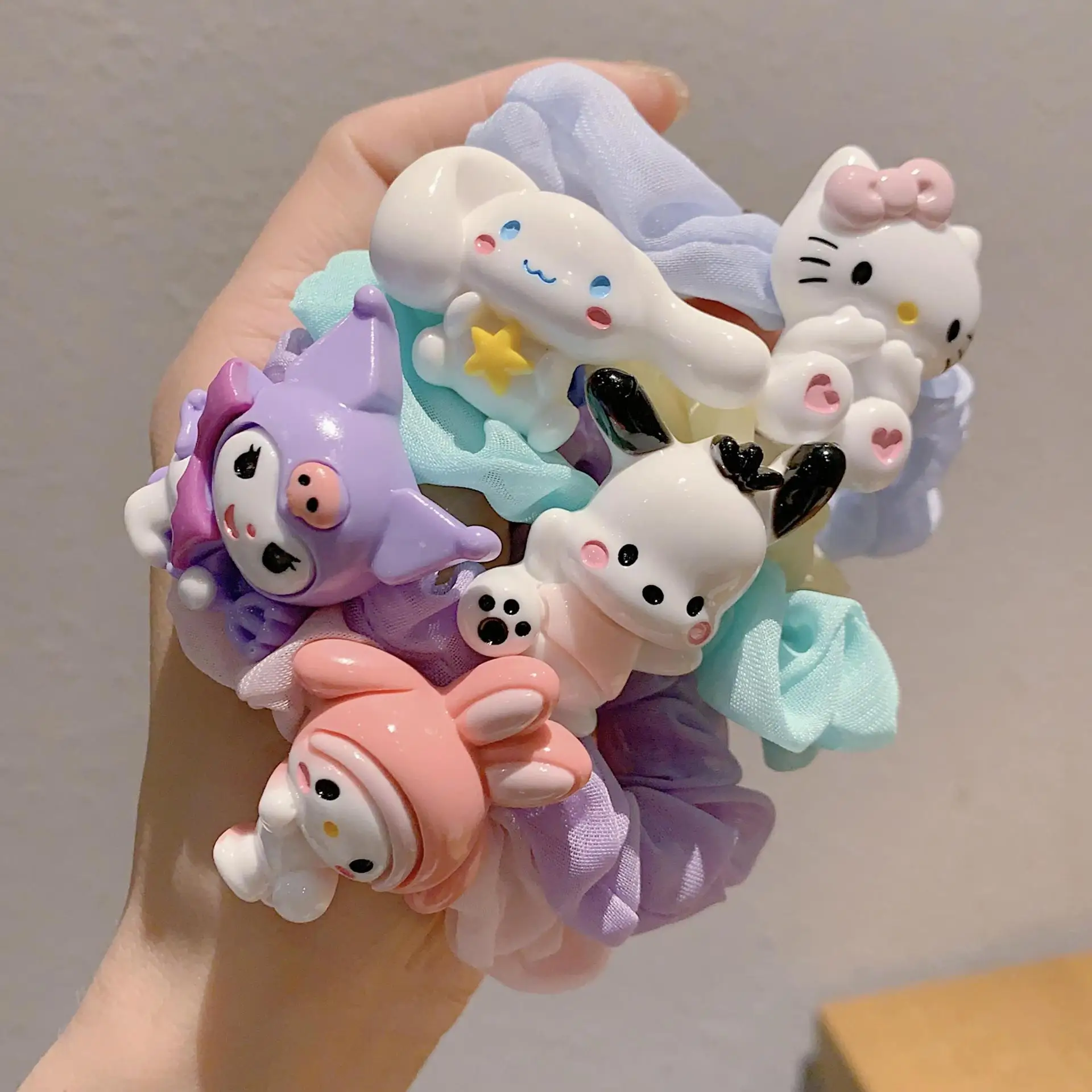 Sanrio Hello Kitty Hair Accessories Cute Cartoon Melody Kuromi Cinnamoroll Student Cute Hair Tie Surprise Gift Free Shipping