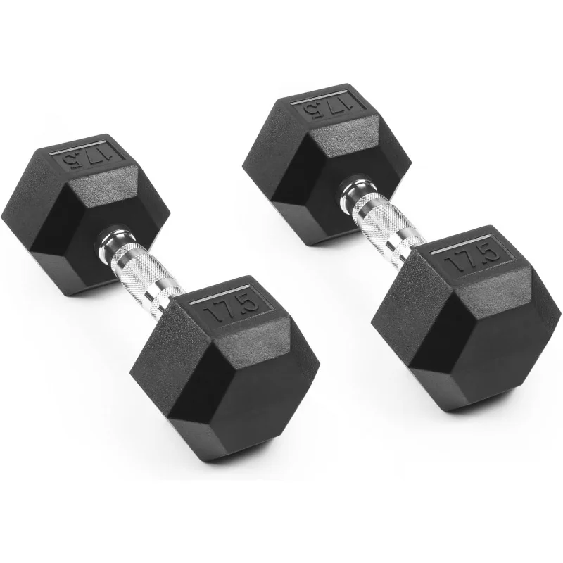 

AQLIONSCOOL Rubber Encased Hex Dumbbells in Pairs or Single,Hand Dumbbell Weight with Metal Handle for Strength Training,Resista