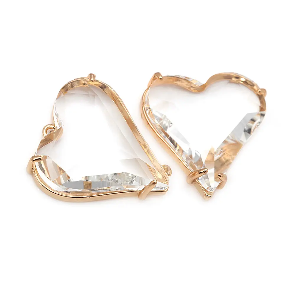 6PCS 18K Gold Color Brass Heart Charms Pendants High Quality Necklace Earrings Diy Jewelry Accessories image 2