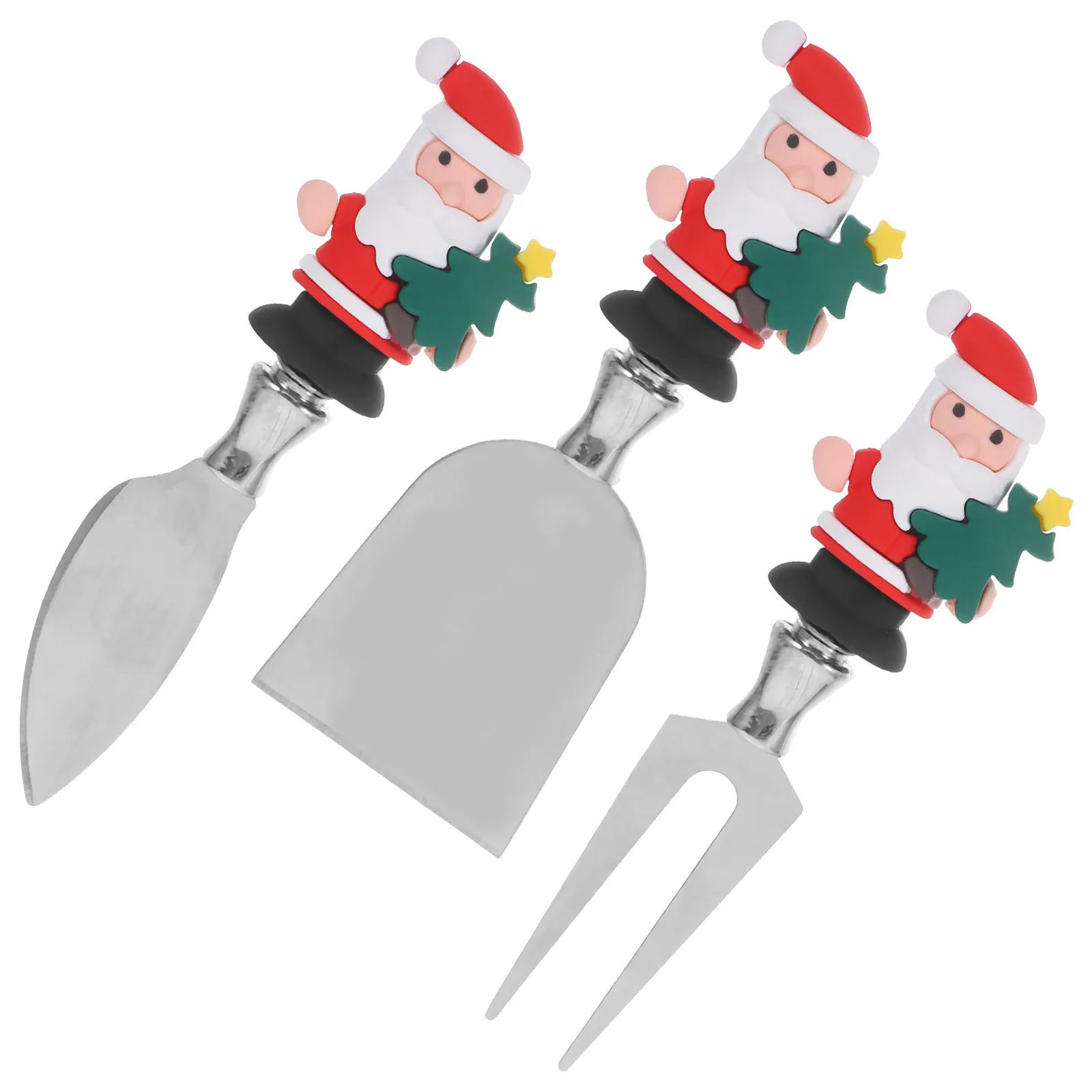 

3Pcs Cheese Cutlery Set Stainless Steel Silicone Heavy Duty Cheese Cutter Fork Slicer Tool Kitchen Accessories