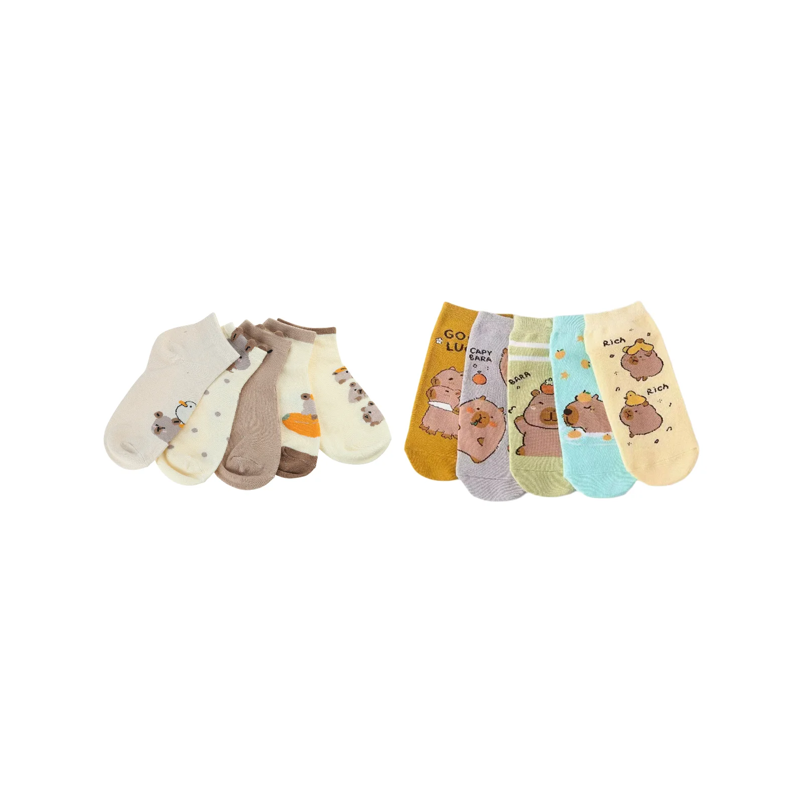 

Cartoon Capybara Socks AB Style 10 Color Combination Set