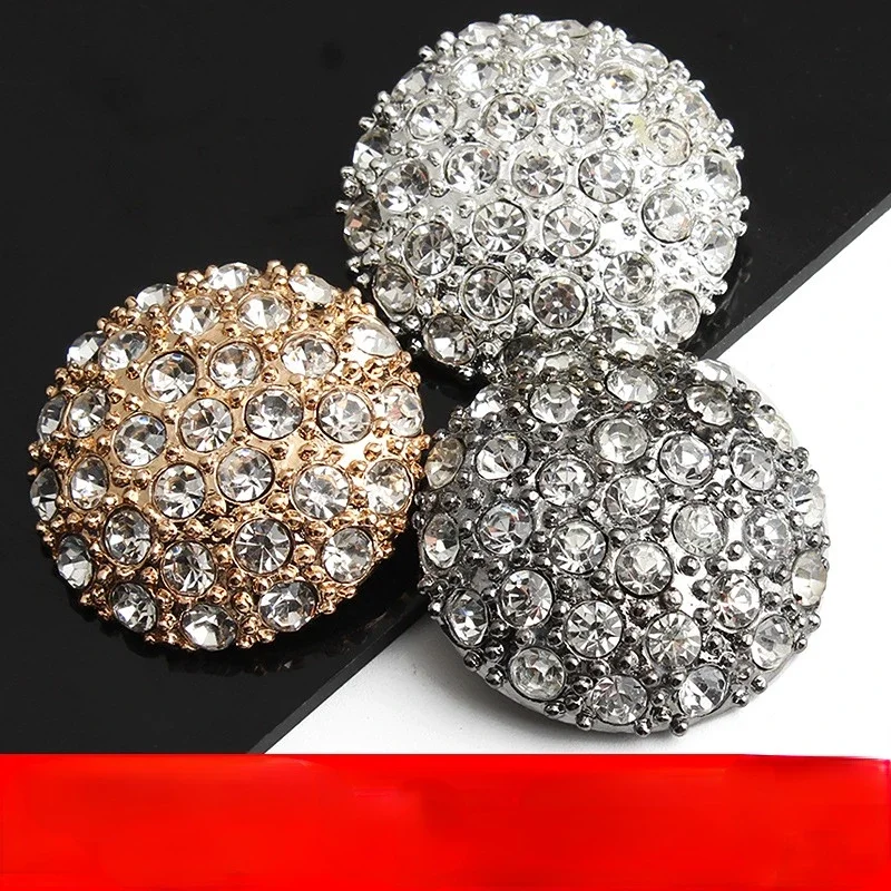 5pcs/bag Metal Diamond-encrusted Coat High-end Rhinestone Top Female Mink Wild Button Windbreaker Woolen Coat Decorative Buttons