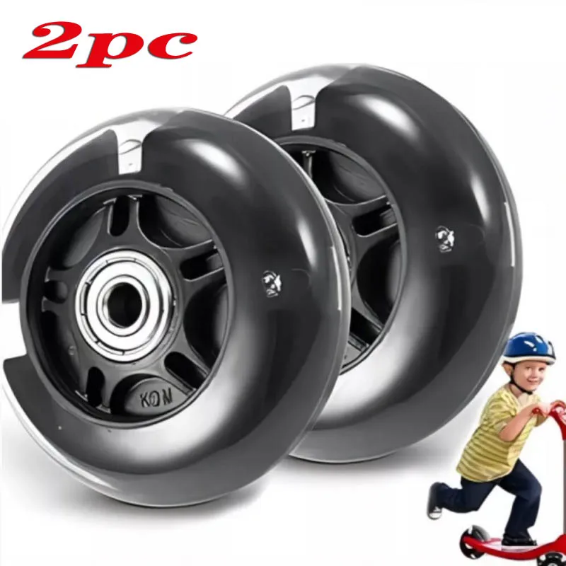 

2PCS LED Flash Scooter Wheel 2x80MM PU Children Scooter Replacement Wheel Black Lighting Outdoor Bike Accessories