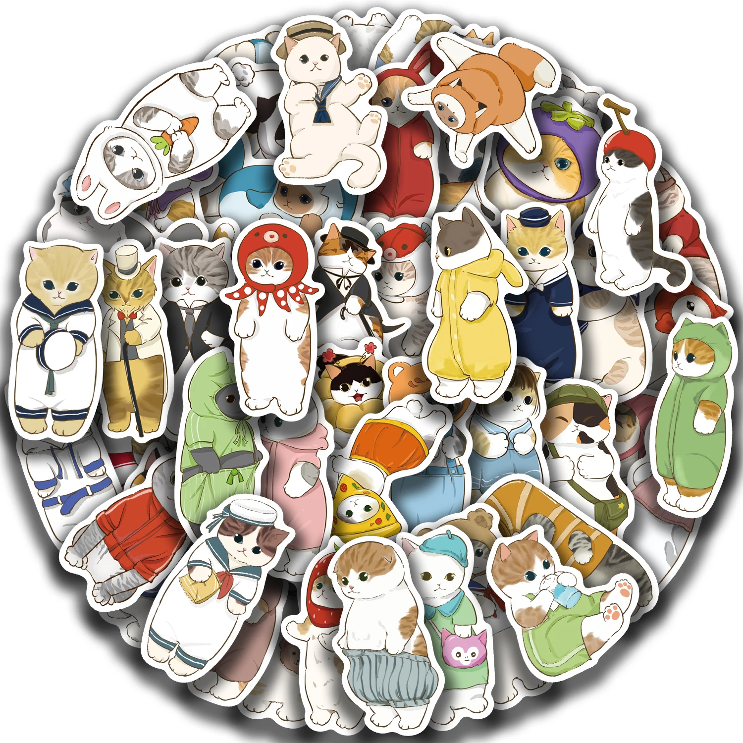 50 stuks kledingkap kat cartoon waterdichte stickers voor skateboard motorfiets scrapbooking laptop en koffer