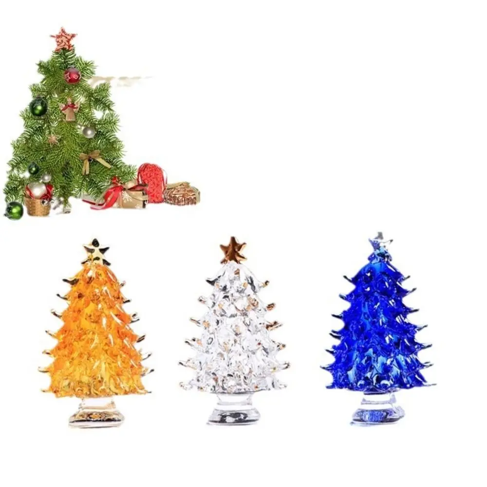 Creatief 3D Kristal Boom Beeldje Prachtige Leuke Kerstboom Miniatuur Handgemaakte Boom Standbeeld Kantoor