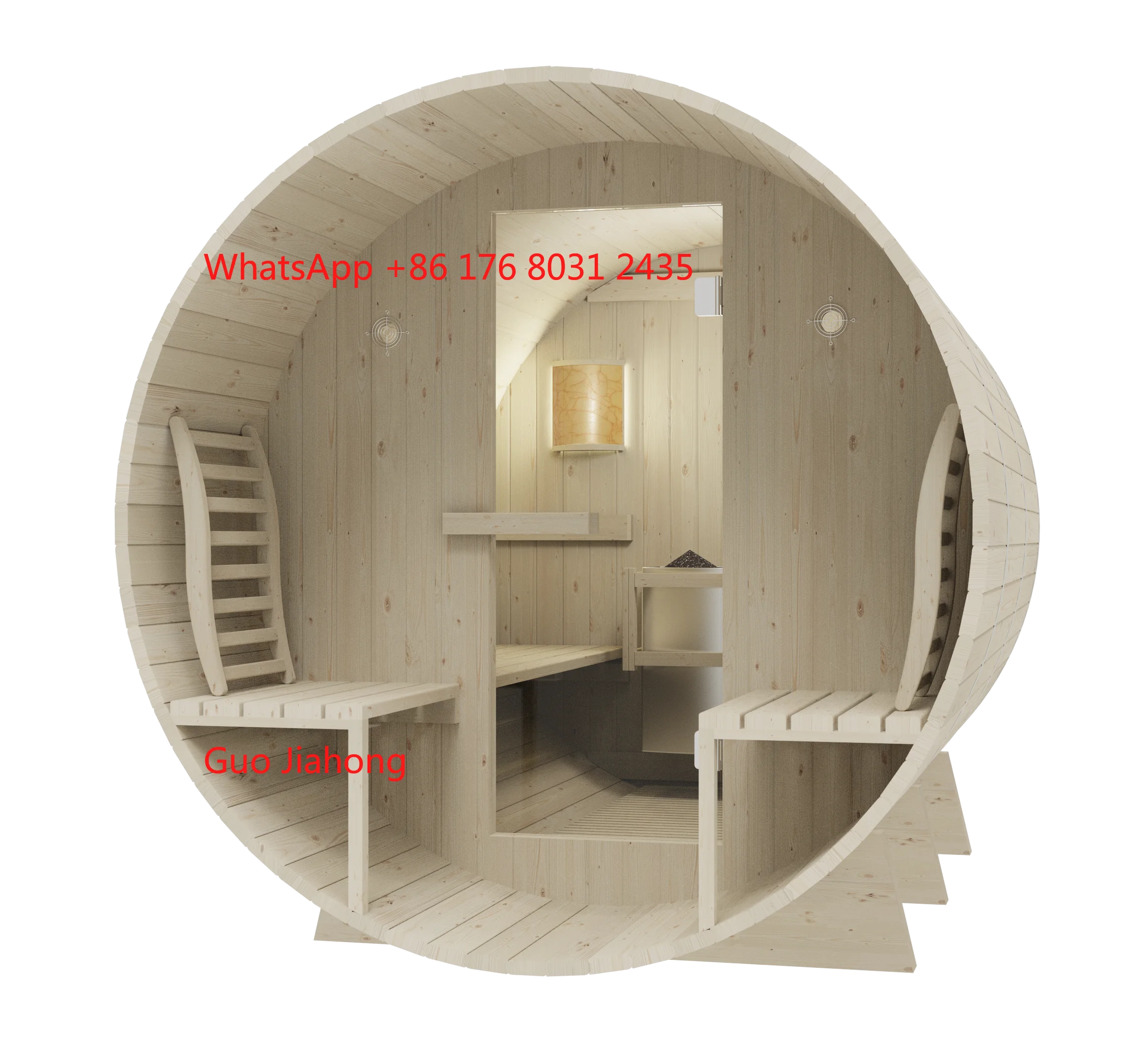 

Saunaking OEM Outdoor Barrel Sauna Room Hemlock Traditional Harvia Stove Heater Sauna Spa Room Sauna for 5-6 Person