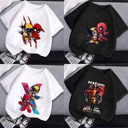 MARVEL Deadpool e Wolverine Cartoon t-shirt bambini Cotton top ragazzi ragazze abbigliamento sportivo all'aperto forniture 2024 nuova moda