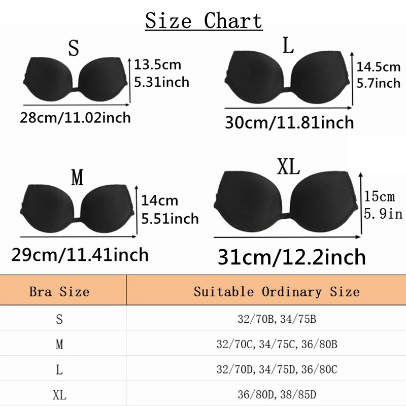 Bare Back Invisible Bras for Women Sexy Push Up Lingerie Backless Bralette Wedding Underwear with Multiway Transparent Straps