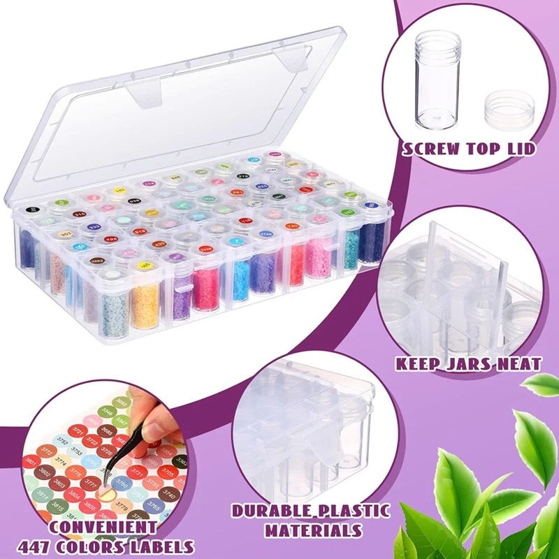 D Iamond-caja de almacenamiento para pintura, caja de almacenamiento con cuentas de 60 cuadrículas, accesorios de Arte de diamantes, con etiquetas