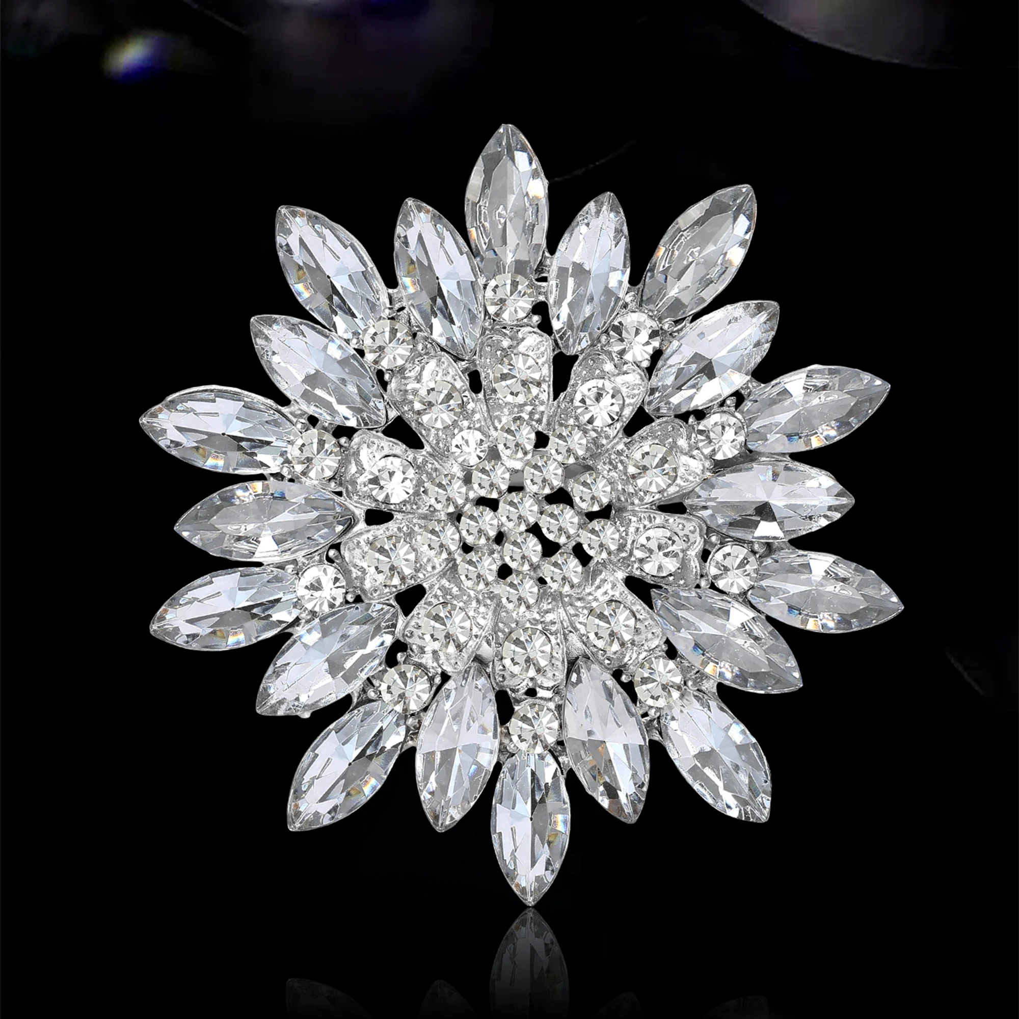 Luxury Rhinestone Sunflower Brooches for Women Unisex Fashion Plant Pins Event Party New Gifts Decoration Clothes Accessories