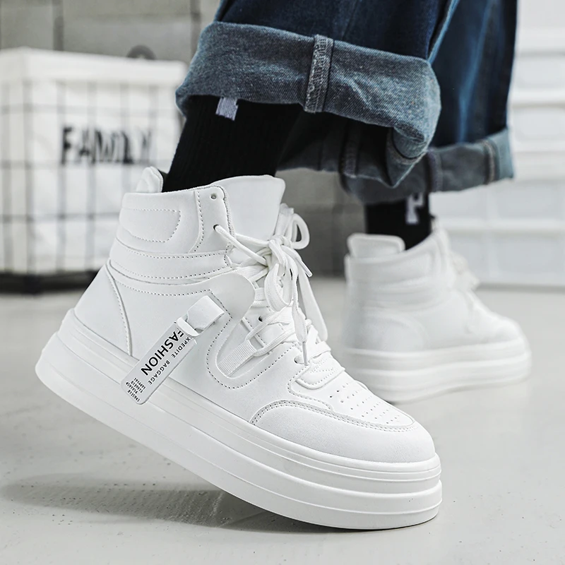 Brand Men Shoes High Top Women Sneakers Men\'s Thick Soled Shoes High Top Casual Breathable Sneakers 2023 Men Vulcanized Shoe