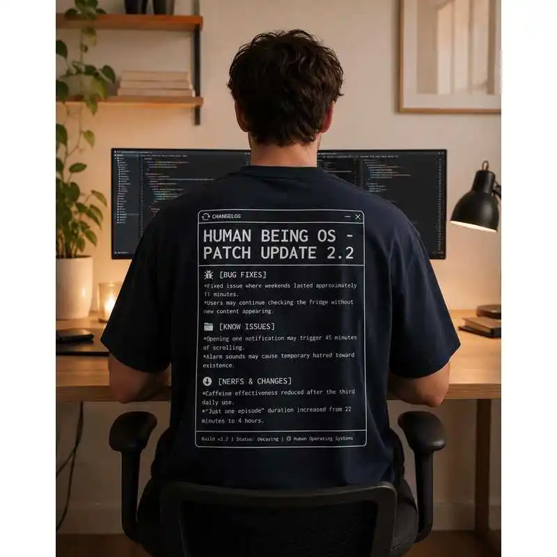 Human Being OS Patch Update 2.2 T-Shirt Tech Satire Unisex Graphic T-Shirt Funny Developer Gift Tee Programmer Humor clothes