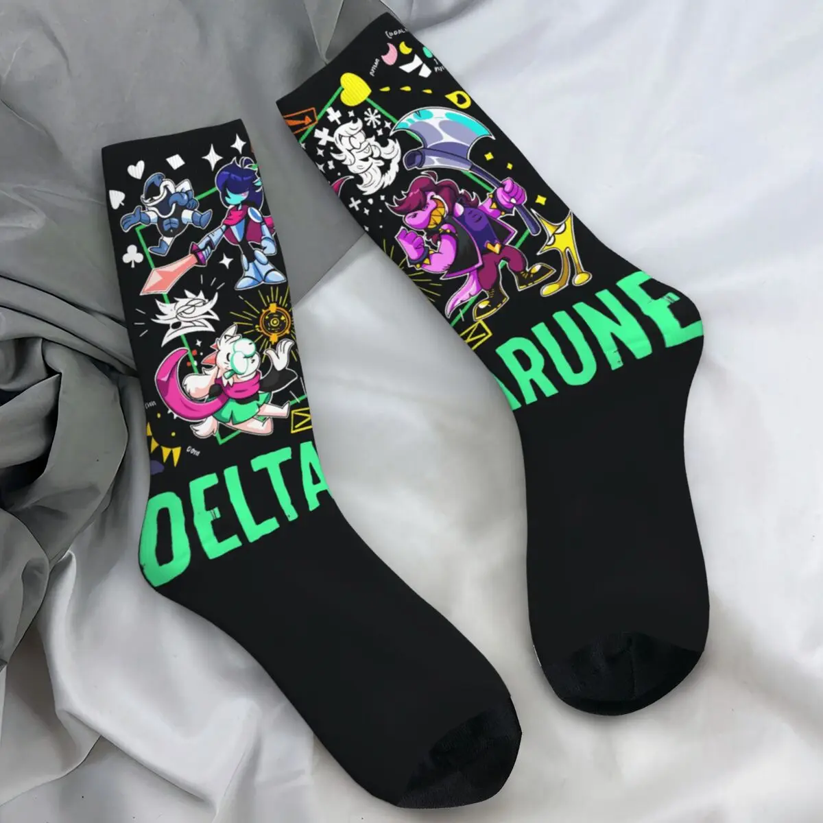 Dames Heren Sokken Deltarune Game Kris Susie Ralsei En Tenna Kousen Herfst Retro Ademende Sokken Fietsen Antibacteriële Sokken