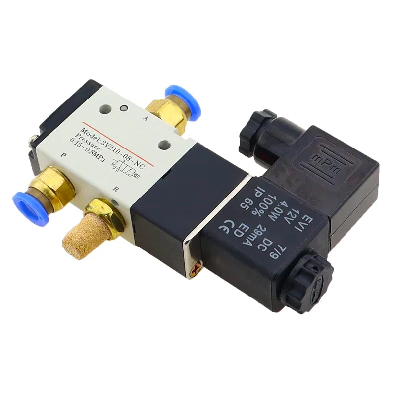 

3V210-08 2 Position 3 Port 1/4" Pneumatic Control Valve Solenoid Valves DC 12V 24V AC 110V 220V