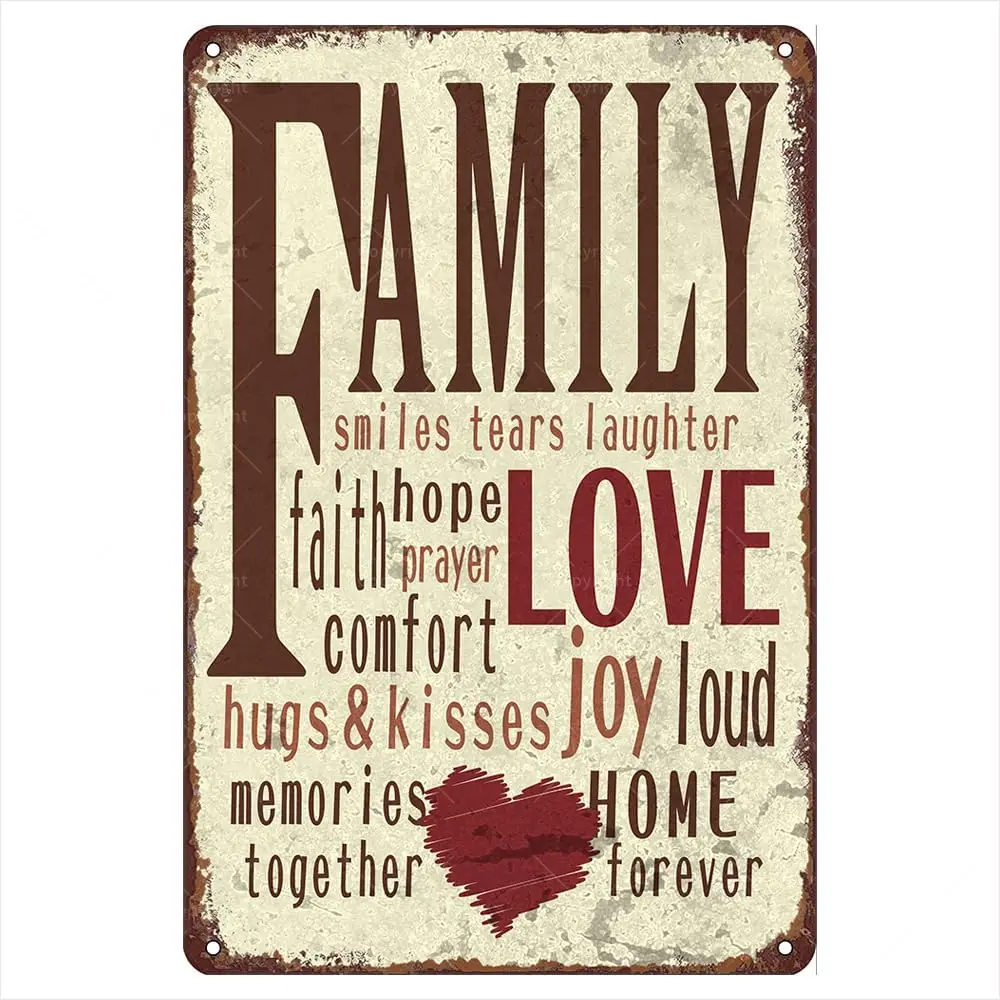 Family Retro Metal Tin Signs, 12