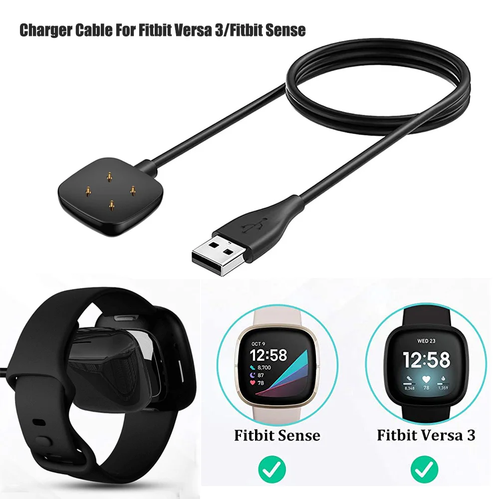 

USB Charger Cable For Fitbit Sense 2 Replacement Charging Cord Clip Dock For Fitbit Versa 3 4 Smartwatch Accessories