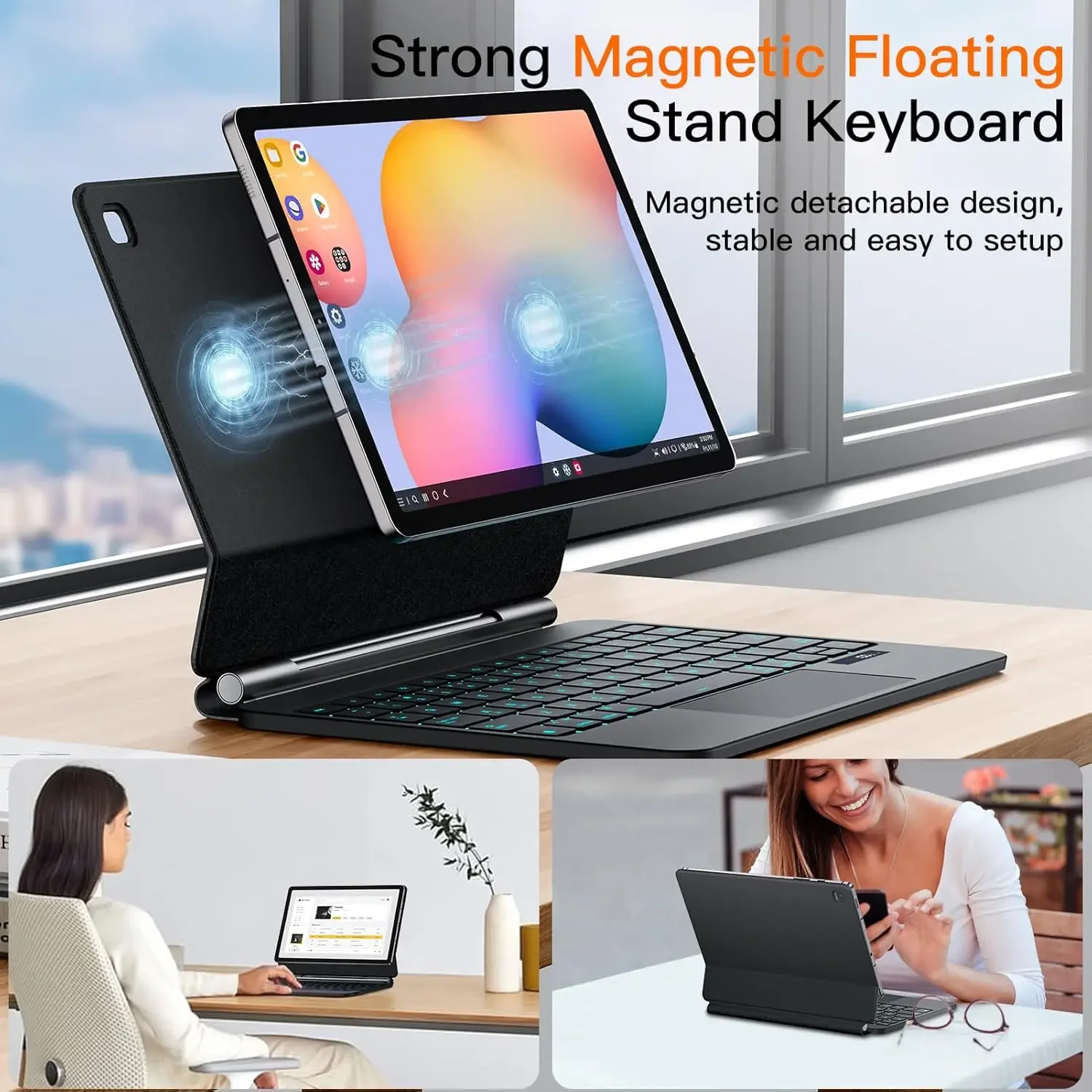 Magic Keyboard Case for Samsung Galaxy Tab S6 Lite 10.4 Inch 2024/2022/2020 Keyboard Magnetic Floating Cantilever Stand Trackpad