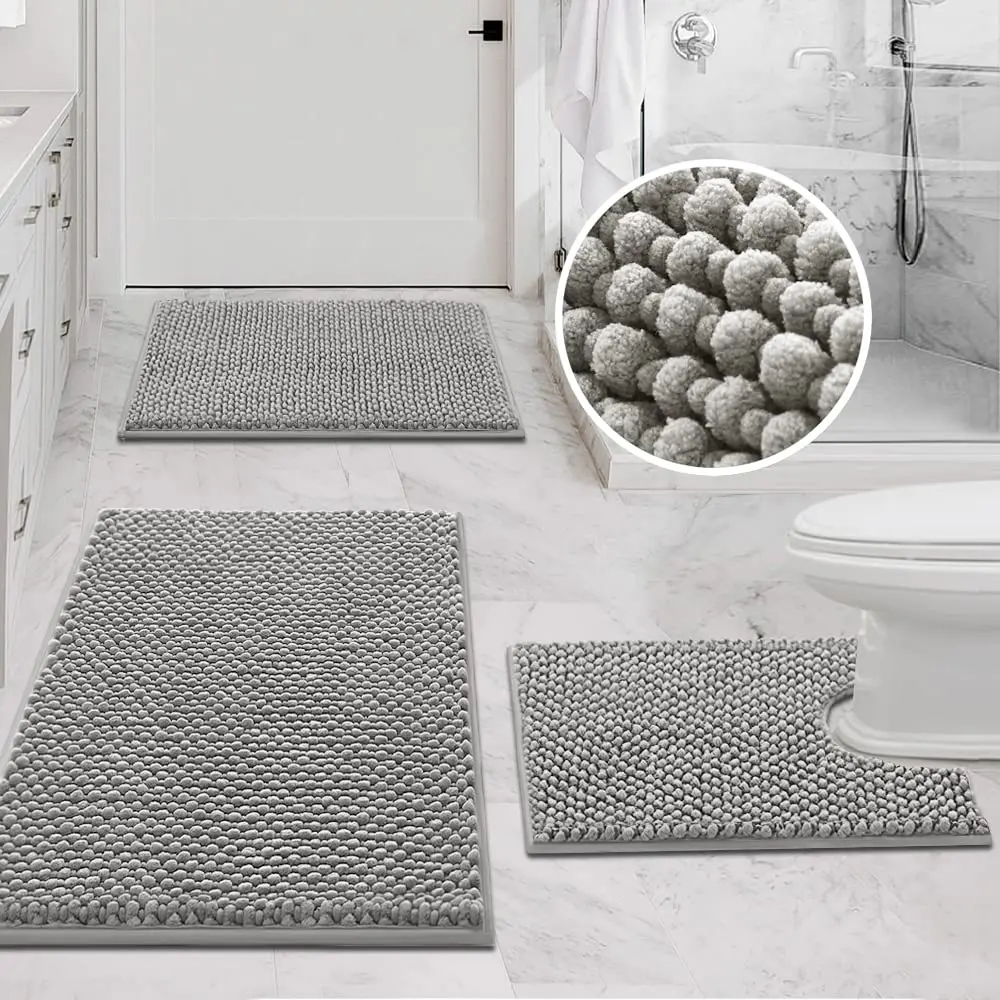 Badezimmerteppiche Rutschfeste Chenille-Badematte für Badezimmer Weiche und Saugfähige Flauschige Teppiche