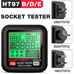 Tester per presa digitale 48 ~ 250V rilevatore di tensione intelligente spina ue/usa/regno unito Tester per presa di rilevamento della tensione di dispersione RCD GFCI Test di tensione