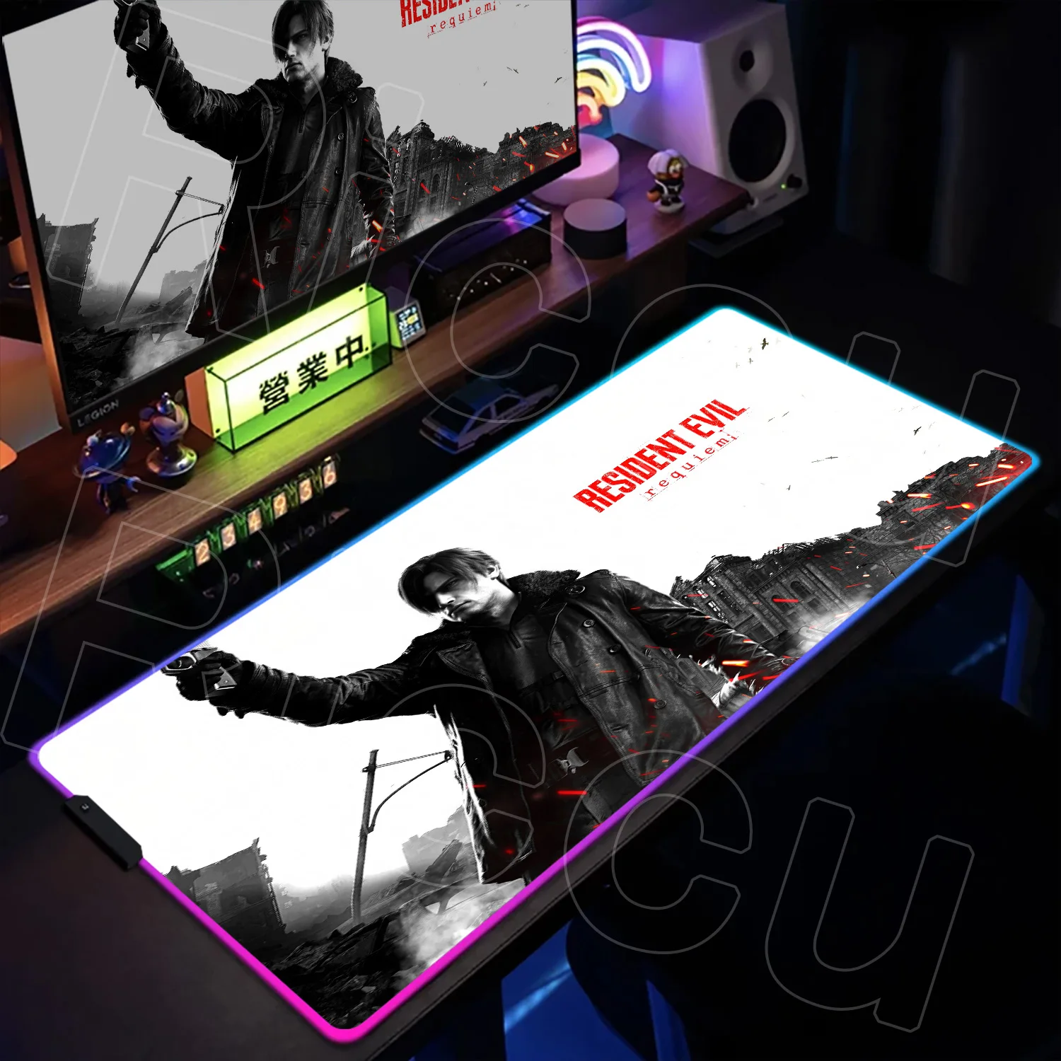 

RGB LED Lumines Mousepad Large Game R-Resident Evil Requiem HD Deskmat XXL Non-Slip Rubber Base Office PC Backlight Keyboard Pad