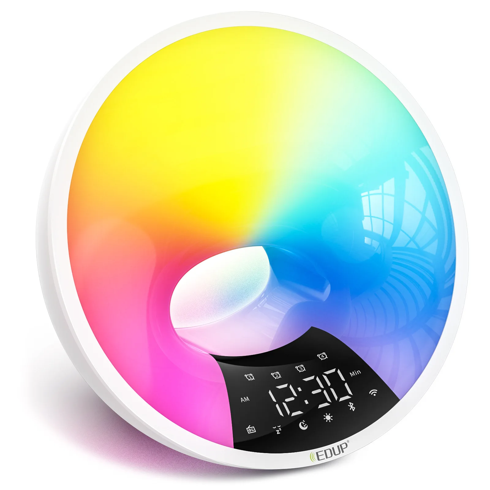 ساعة إضاءة ليلية ملونة متعددة الوظائف، مكبر صوت بلوتوث ذكي، ضوء إيقاظ محيط