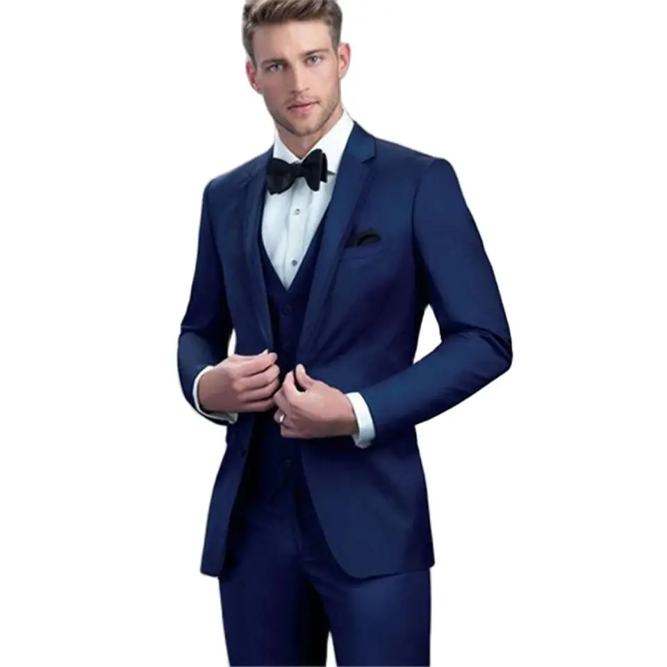 High Quality Men’s Suit Smolking Noivo Terno Slim Fit Easculino Evening Suits For Men Navy Blue Groom Style Tuxedo Custom Prom