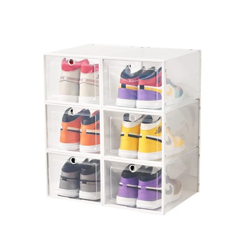 Dust Proof Shoe Boxes Plastic Cover Stackable Space Saving Shoe Boxes Storage Display Rangement Chaussure Hallway Furniture