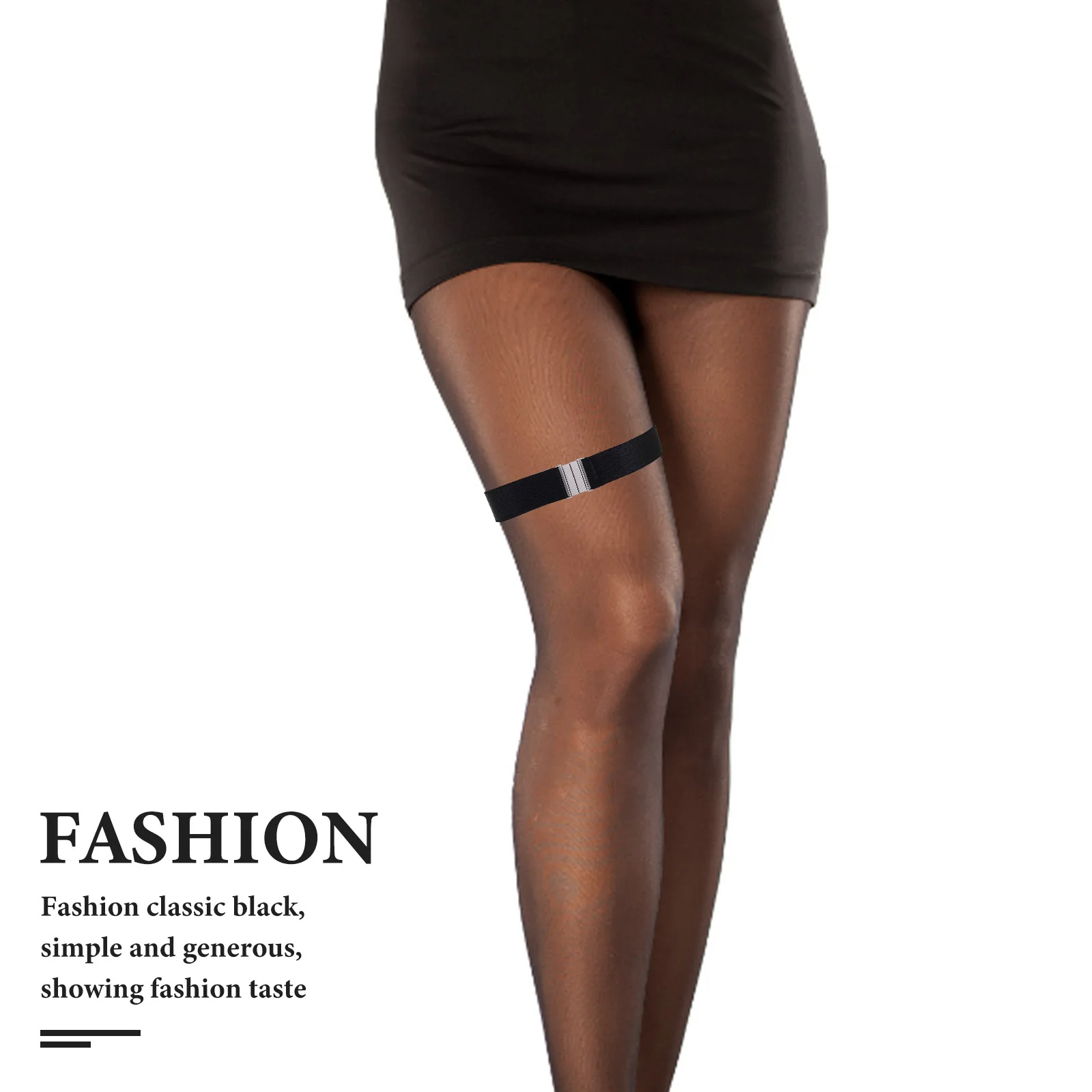 

1Pair Black Women's Anti-Slip Garter Elastic Adjustable Leg Belt for Stockings High Socks Gothic Style