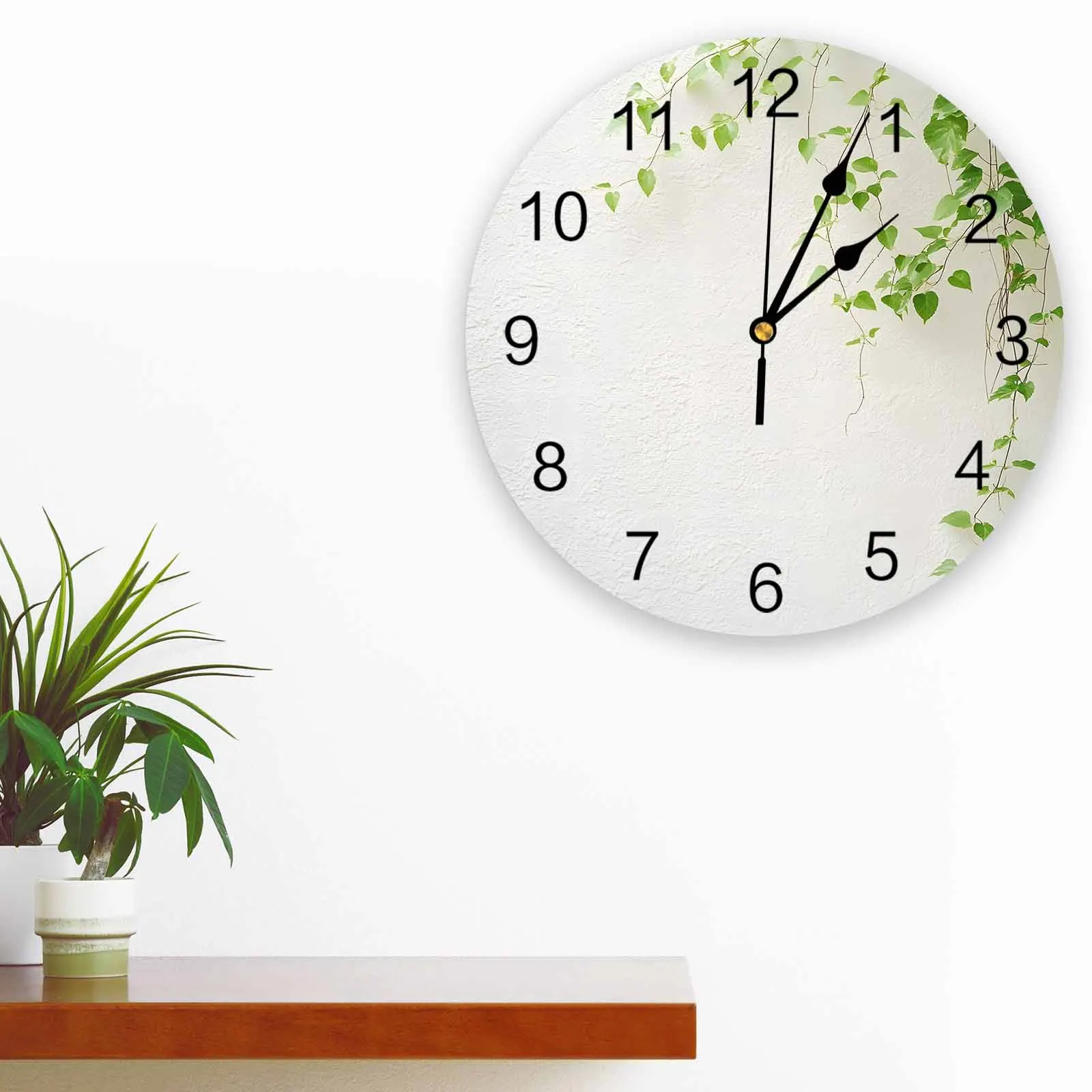 

Spring Garden Leafy Nature Wall Clock Large Modern Kitchen Dinning Round Clocks Bedroom Silent Hanging Watch