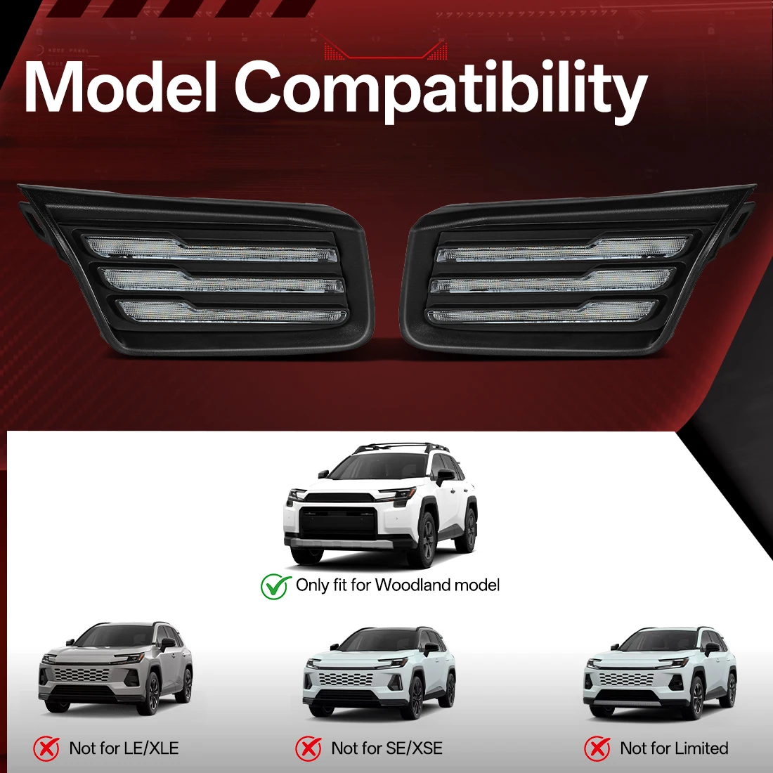 

3-colors DRL For Toyota RAV4 RAV-4 Woodland 2026 Daytime Running Light Front Healight Trim Lamp Driving Daylight Car Accessories