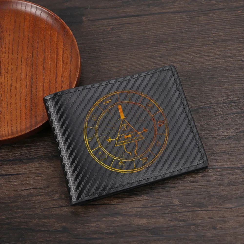 Triangle eye bow tie hat symbol circle Men's Wallets Simple Business Modern Stylish Printing Design Gifts For Father Boyfriend C