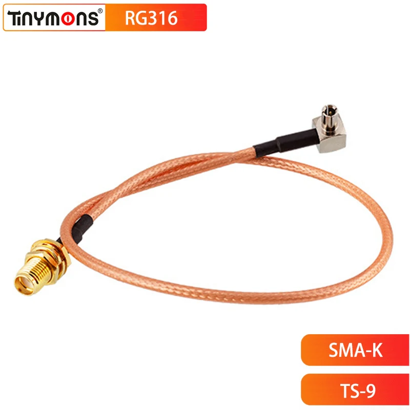 موصل تجعيد بزاوية قائمة ، مقبس رأس عروة أنثى SMA إلى TS9 ذكر ، ضفيرة محورية RF ، سلك jper لـ ZTE ، جهاز توجيه wi-fi 4G ، 1