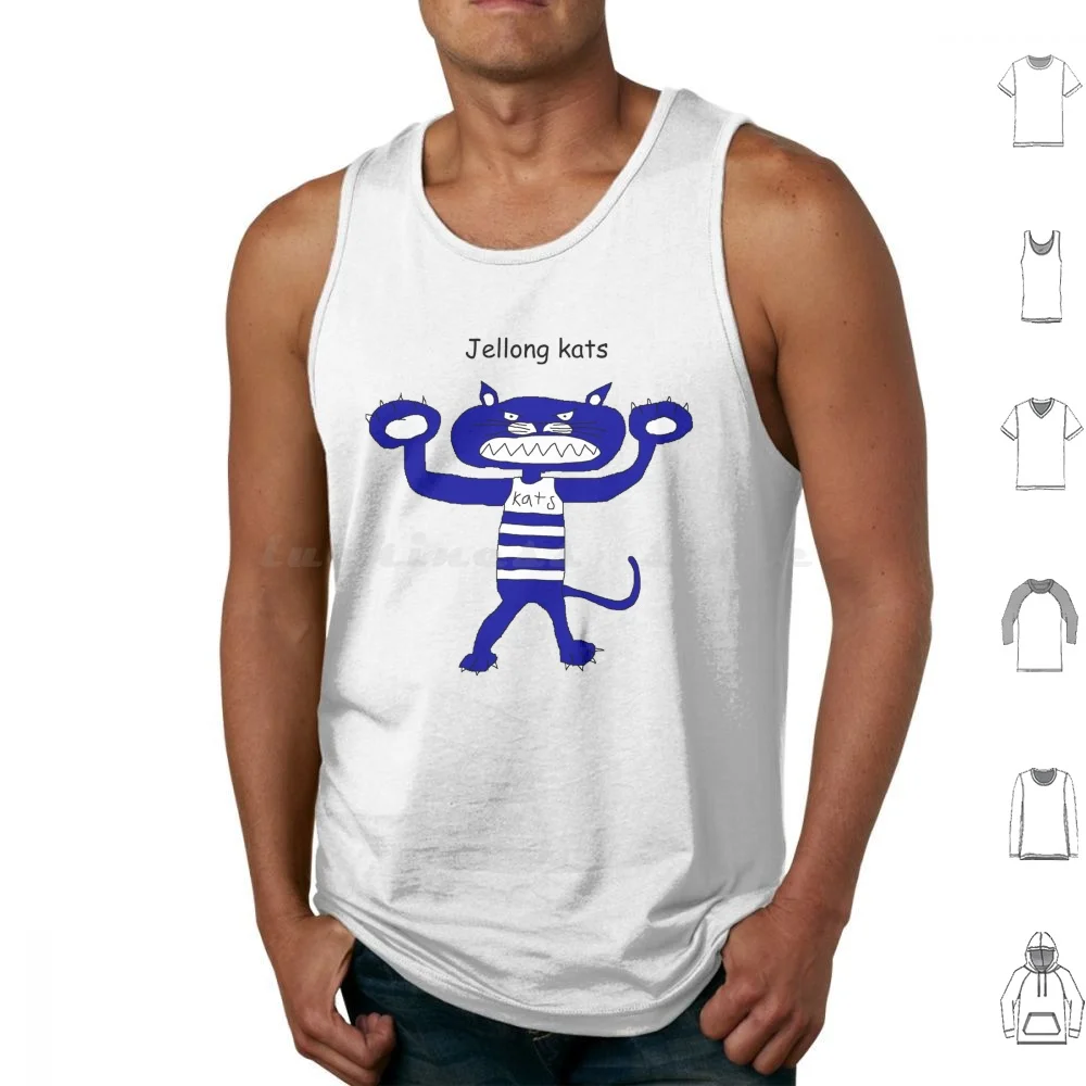 Jellong Kats Tank Tops Vest Sleeveless Afl Cats Geelong Cats Football Aussie Rules Kats