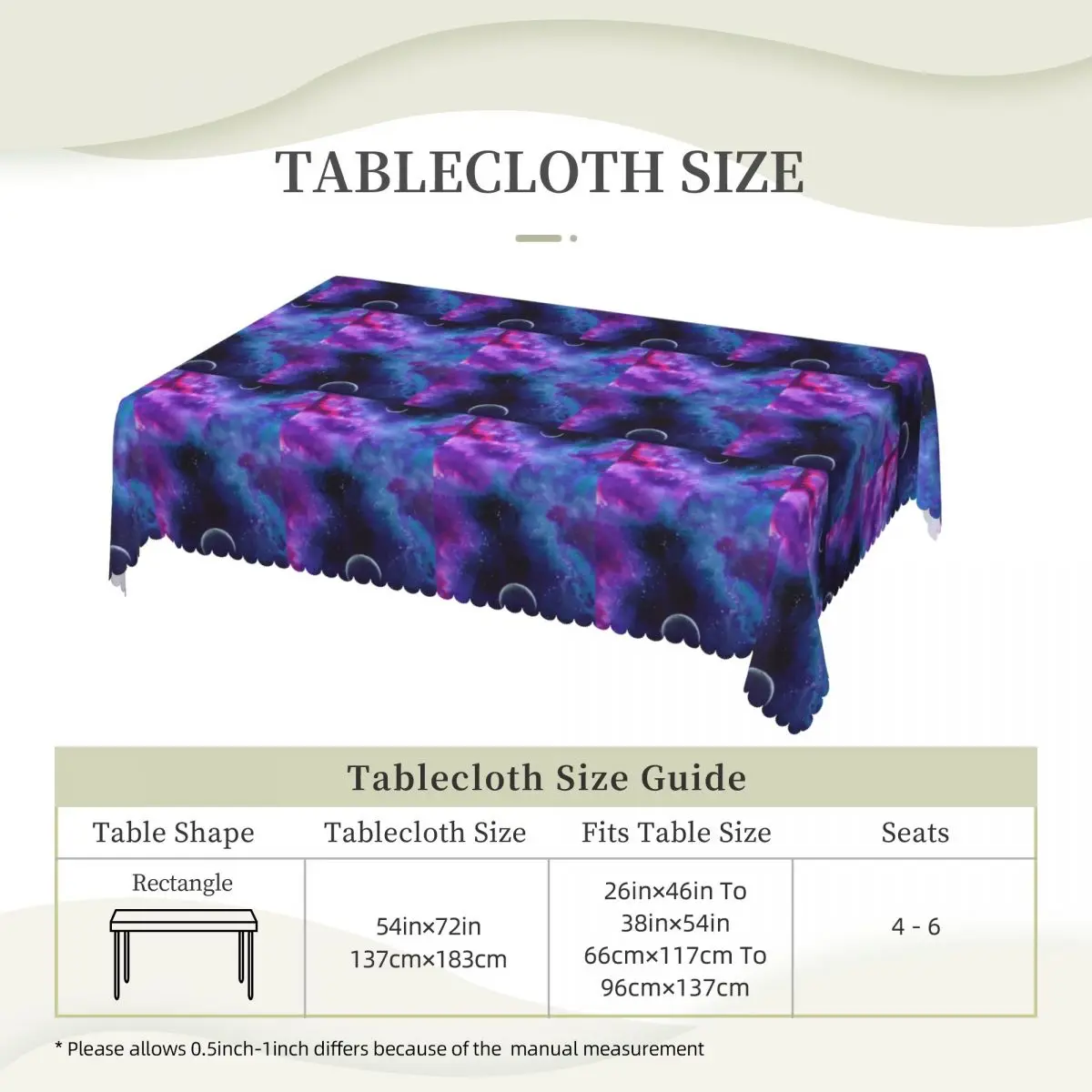 Neon Galaxy Dreams Custom Rectangular Tablecloth Oilproof Table Cover for Dining Events Table Cloth