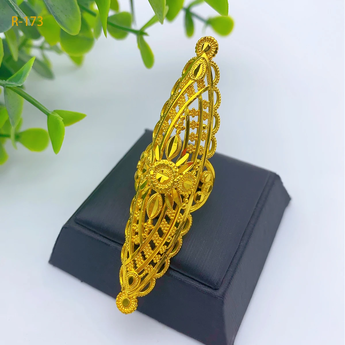 ANIID Ethiopia Arab Dubai Gold Plated Long Rings For Women Resizable Wedding Jewelry African Party Gift Nigerian Big Jewellery