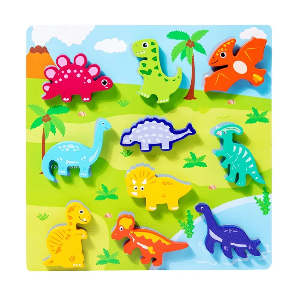 Quebra-cabeças 3d crianças quebra-cabeça cognitivo brinquedo quebra-cabeça dos desenhos animados animais correspondência jogo forma de madeira montessori brinquedo de quebra-cabeça de madeira