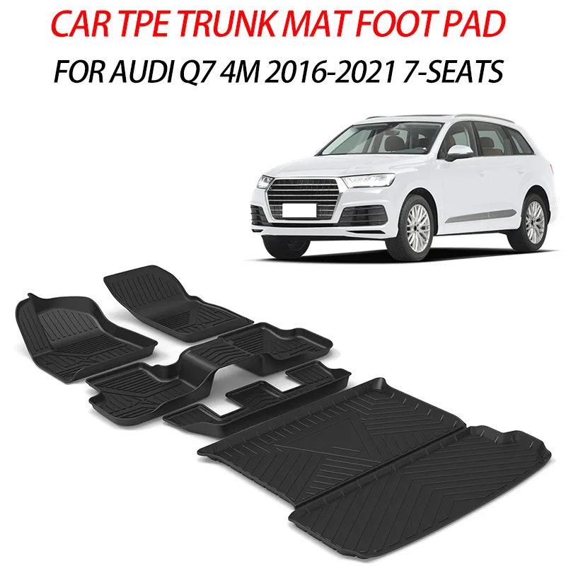 Dla Audi Q7 4M 2016-2021 7-miejscowe automatyczne dywaniki samochodowe Dywaniki samochodowe TPE na każdą pogodę Bezzapachowa podkładka Wodoodporna mata na tacę Akcesoria