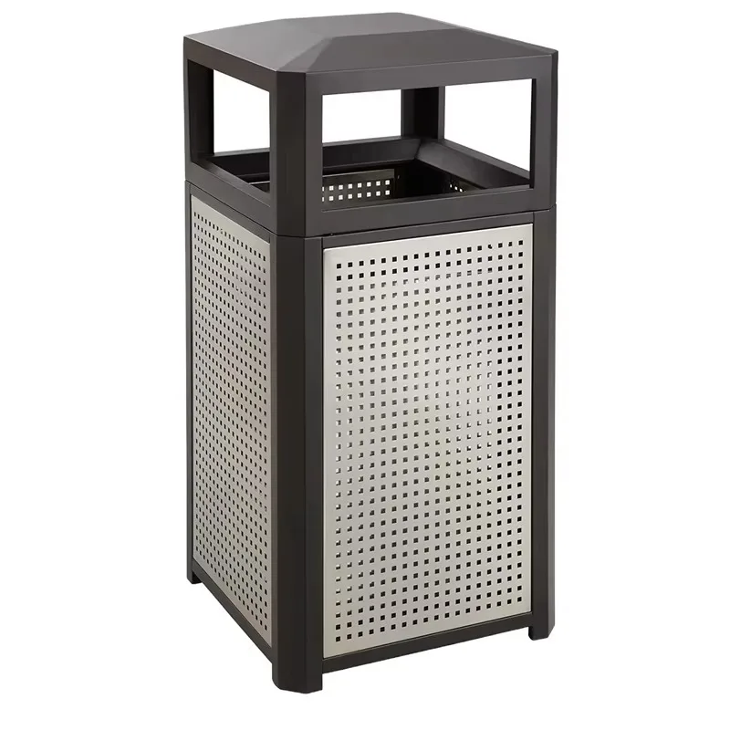 Gallon Metal Trash Bin Outdoor Garden Rectangular Trash Bin