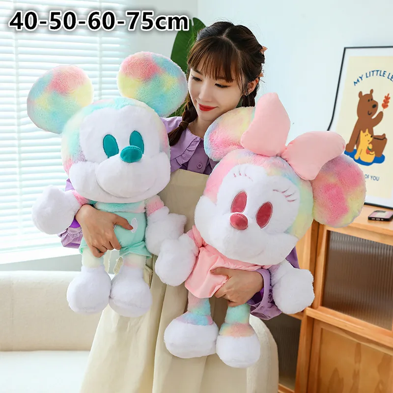 Disney Couple Kawaii Mickey Mouse Plush Toys Tie-dyed Mickey Minnie Dolls Children's Dolls Decorated Room Ornaments Doll Gifts.