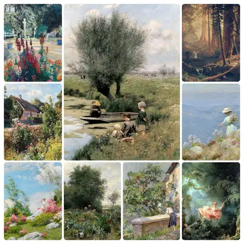 Vintage Landscape River Flowering Garden Forest Meadow Jigsaw Puzzles for Adults DIY Jigsaw Puzzle Games Family Fun Puzzles Gift
