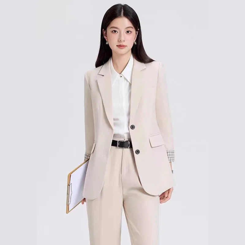 Black Suit Set for Women, Autumn and Winter New Professional Wear, Interview Women's Suit, Casual Two-Button Korean Style Loose