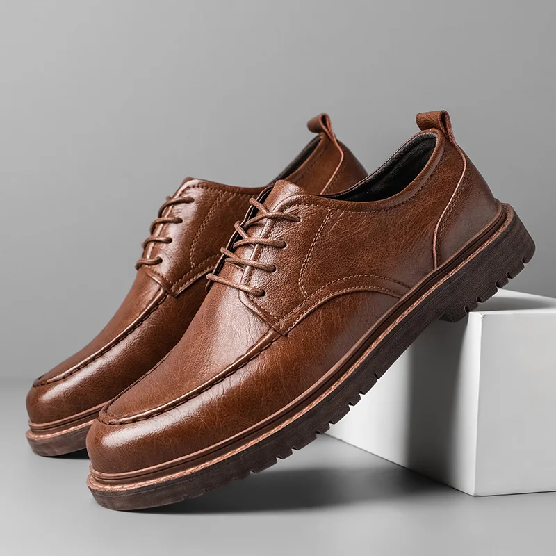 ChimBrand-Chaussures basses en cuir véritable pour hommes, résistantes à l'usure, chaussures décontractées d'extérieur, chaussures d'affaires de bureau