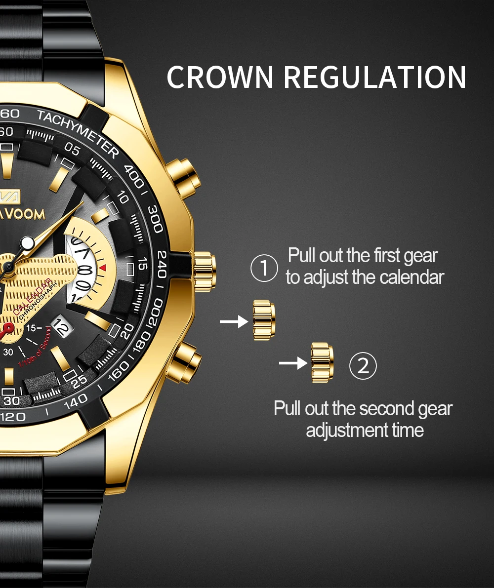 VA VA VOOM Relogio Masculino Watch Men Square Mens Watches Top Brand Luxury Golden Quartz Stainless Steel Waterproof Wrist Watch