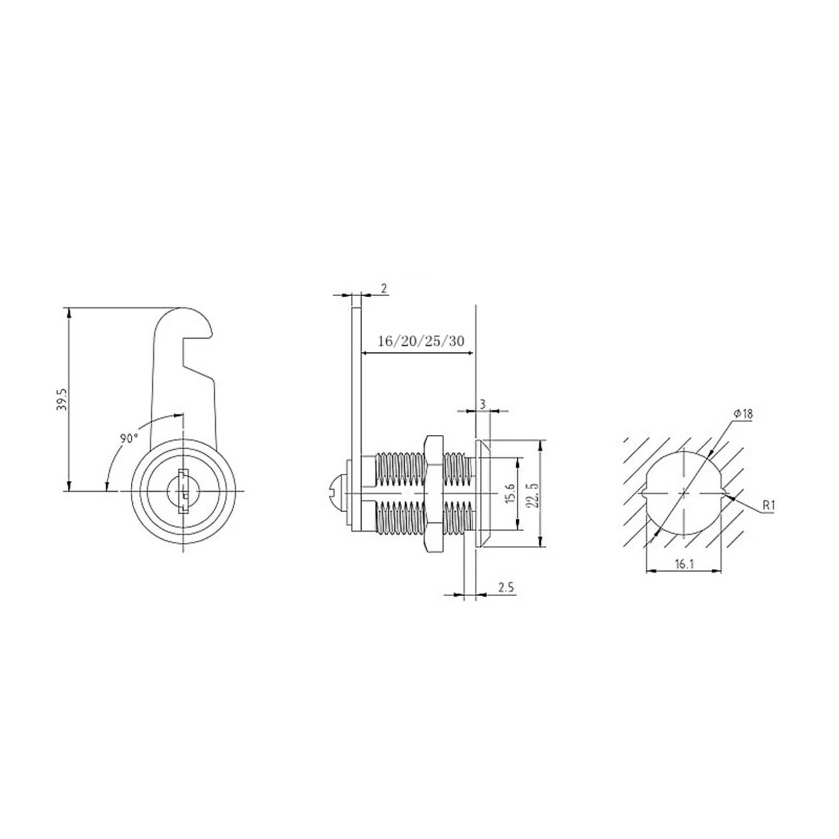 ABJO-Mailbox Lock, 6 Pack Cam Lock For Cabinet Letter Box Locker Drawer Door Cupboard With 12 Keys 16Mm
