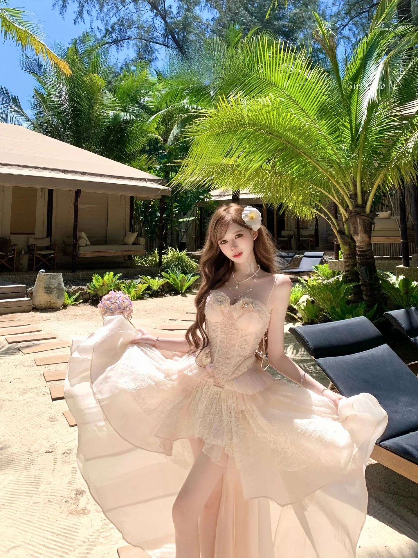 

Romantic Fibone Top with Waist Cinching Floral Lace Skirt f Set by Sisi Jiang Vintage Sle Summer Faion Women's Ensemble