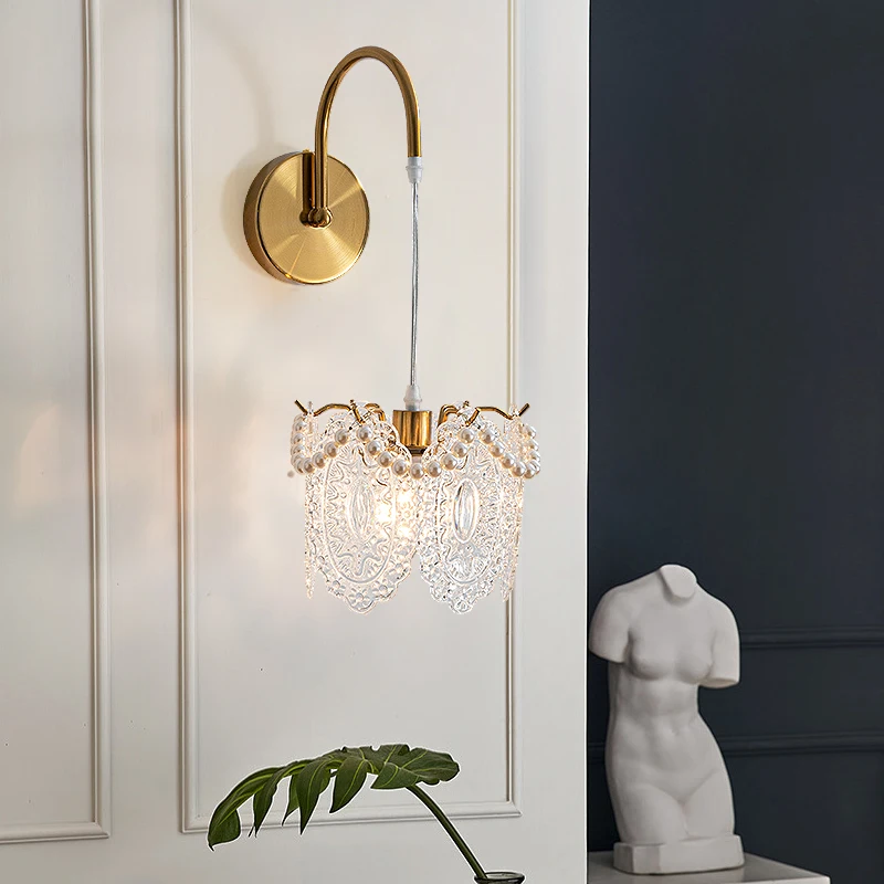 Postmodern Glass Feather Shell Wall Lights Bedroom Bedsides Living Dining Room Background Corridor Sconces Indoor Lighting Decor