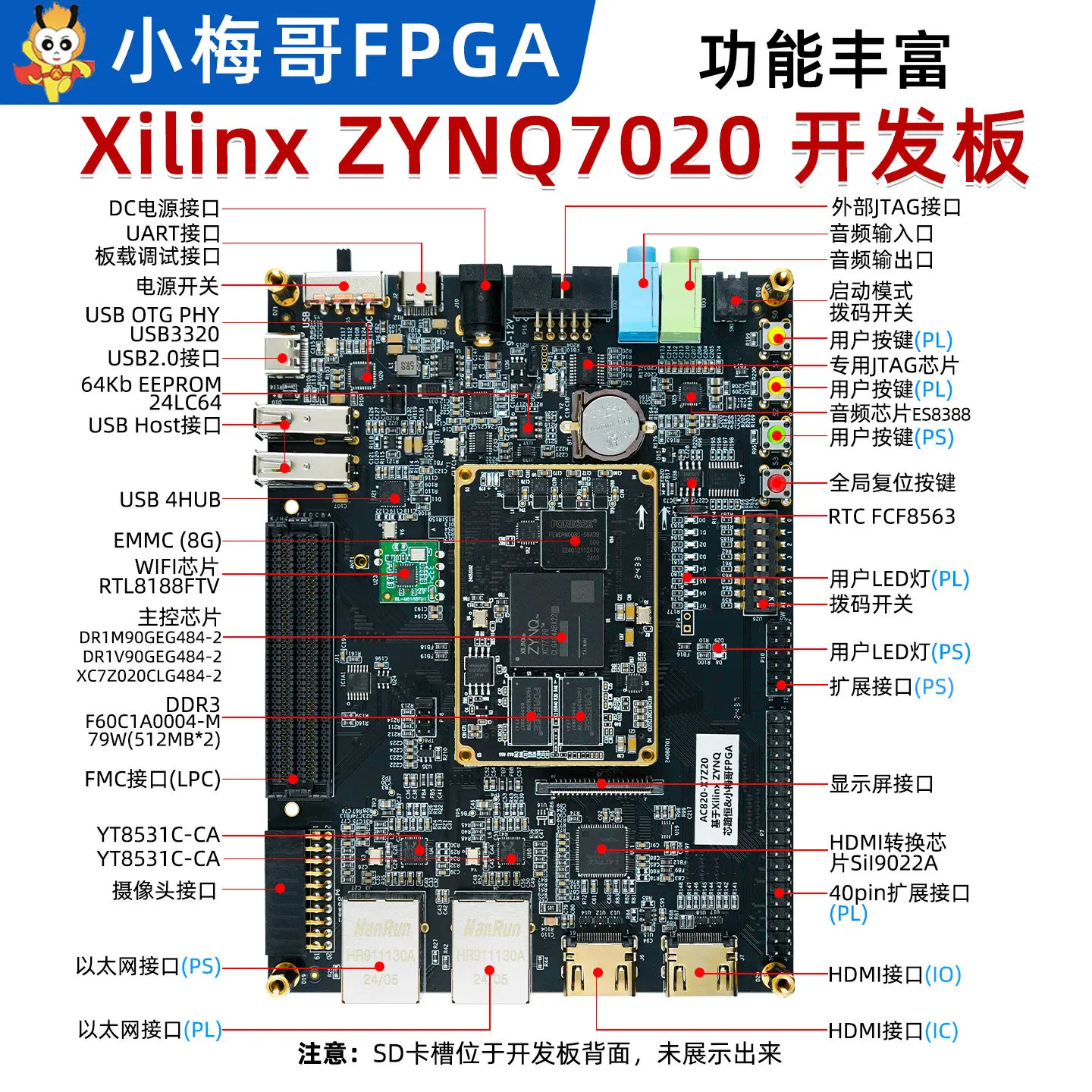 Xiao Meige ZYNQ FPGA Development Board XC7Z020-484 7020 484 pins from XILINX Teaching board for ARM Linux AC820