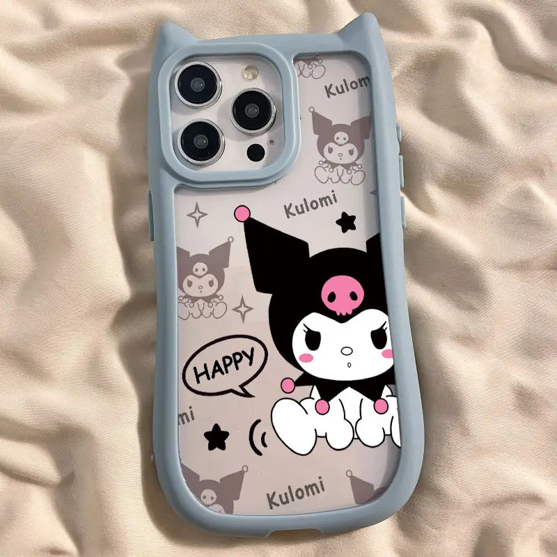 Sanrio Kuromi Cartoon So Cute Phone Case For iPhone 15 14 13 12 11 Pro Max XR XS Max Y2K Girl Happy Soft Clear Back Cover